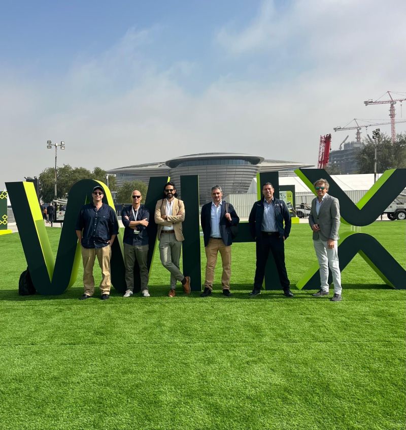 Rethink Medical team and Canary Islands delegation in front of the WHX signage at WHX Dubai 2026