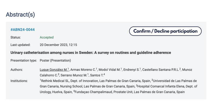 European Association of Urology Nurses congress 2024 in Paris